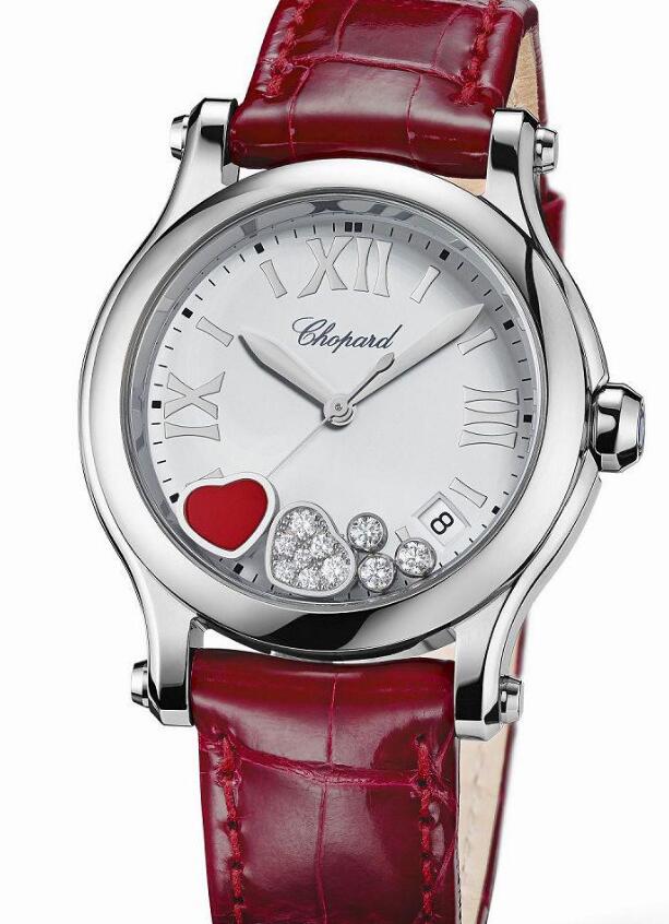 The red leather strap matches the red heart very well.